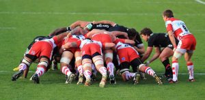 Scrum in einem Spiel der English Rugby League